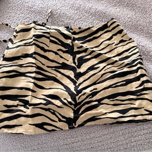 Indah Zebra Print Wrap Skirt Neutral Tan & Black